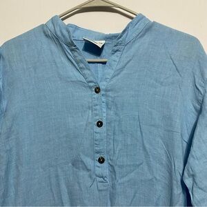 CALIFORNIA THREADS Tunic Small 100% Linen Longline Boho USA Coastal MSRP $70
